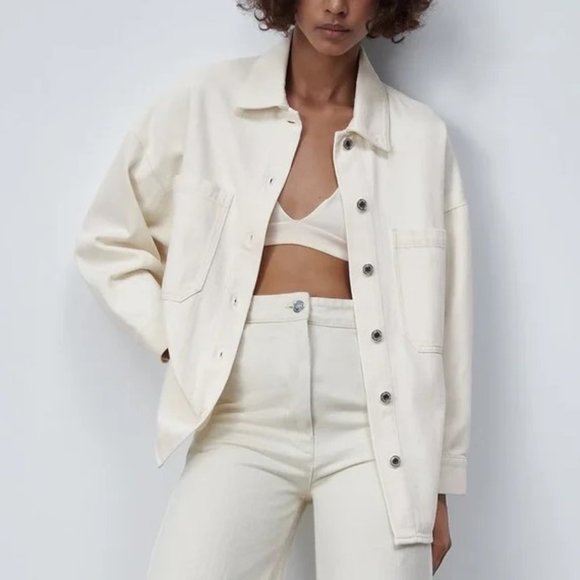 Zara Jackets & Blazers - Zara Oversized Denim Jade Overshirt Jacket S
